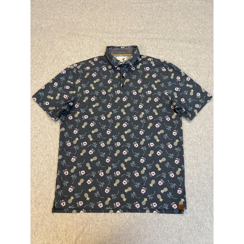 Fundamental Coast Button Up Shirt Men's Large Pineapple Short Sleeve Performance